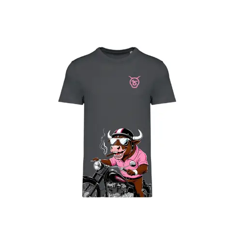 Cantal Shop | TEE SHIRT VACHE MOTO GRIS