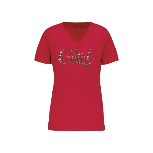 Cantal Shop | TEE SHIRT CANTAL FLEUR TORSE ROUGE