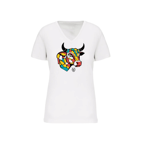Cantal Shop | TEE SHIRT COL V CALEIDOS BLANC