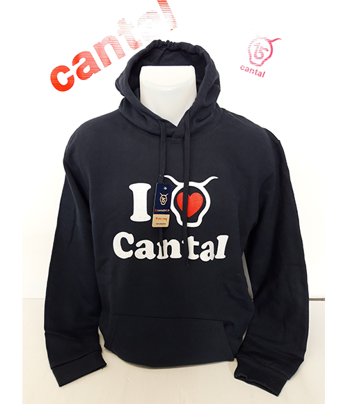 Cantal Shop | SWEAT À CAPUCHE BLEU MARINE I LOVE CANTAL 