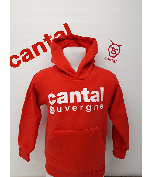 Cantal Shop | SWEAT ENFANT ROUGE À CAPUCHE CANTAL AUVERGNE