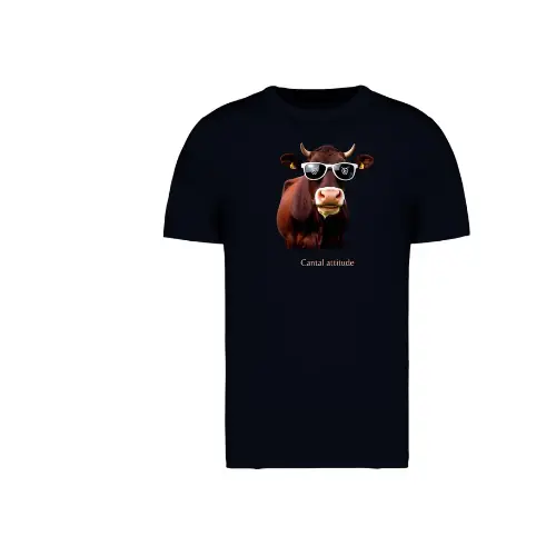 Cantal Shop | TEE SHIRT VACHE CANTAL ATTITUDE NOIR