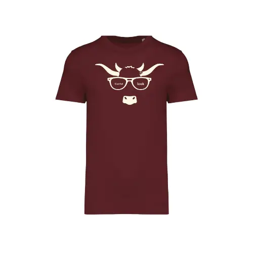 Cantal Shop | TEE SHIRT VACHE LUNETTES BORDEAUX