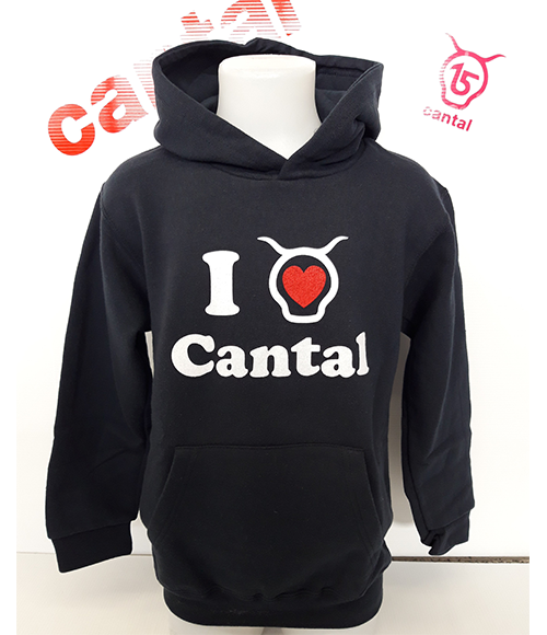 Cantal Shop | SWEAT ENFANT À CAPUCHE BLEU MARINE I LOVE CANTAL