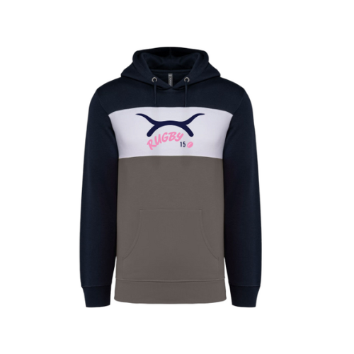 Cantal Shop | SWEAT CAPUCHE BICOLORE TETE RUGBY