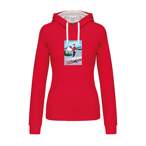 Cantal Shop |  - SWEAT À CAPUCHE SKI VINTAGE ROUGE