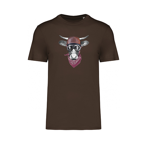 Cantal Shop |  - TEE-SHIRT VACHE CASQUE CHOCOLAT