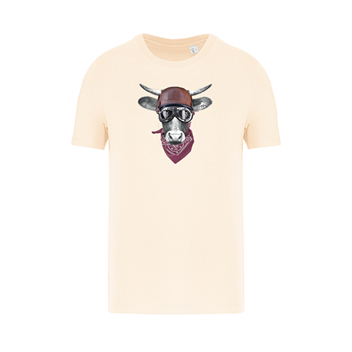 Cantal Shop |  - TEE-SHIRT VACHE CASQUE IVOIRE