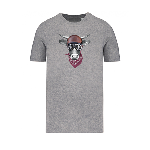 Cantal Shop |  - TEE-SHIRT VACHE CASQUE GRIS CHINÉ