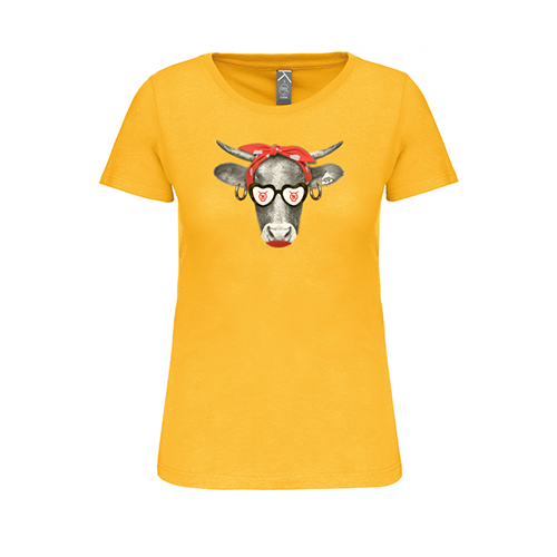 Cantal Shop |  - TEE-SHIRT VACHE BANDEAU JAUNE