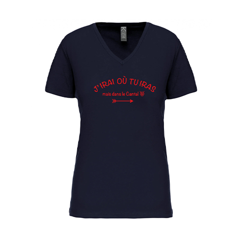 Cantal Shop |  - TEE-SHIRT J'IRAI OÙ COL V MARINE